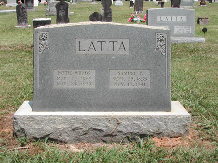 Samuel and Pattie Latta tombstone