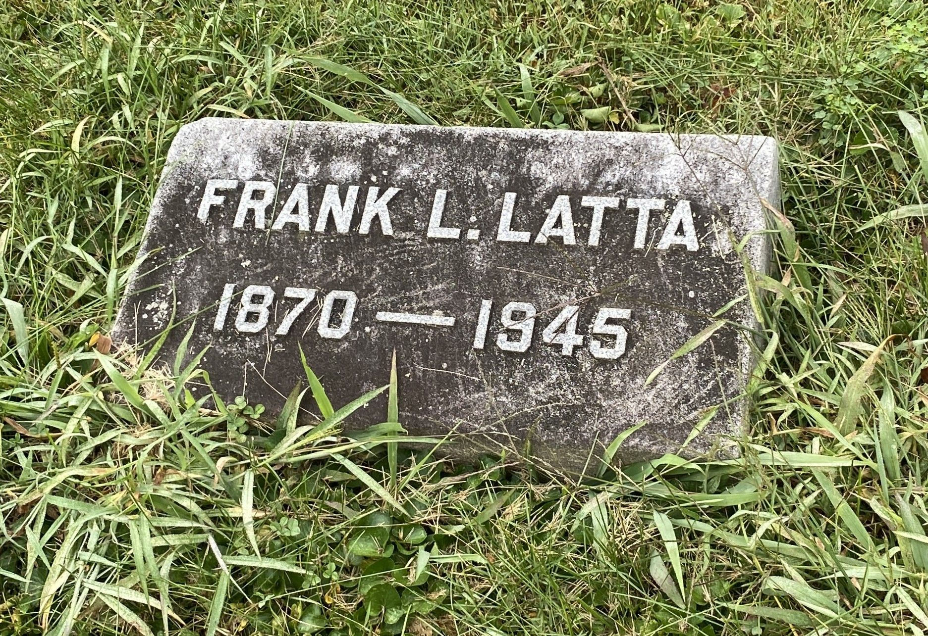 Headstone of Frank L. Latta, 1870-1945, Spring Grove Cemetery