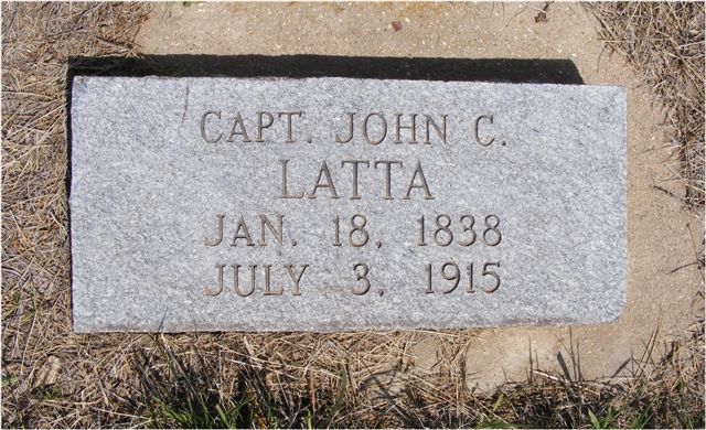Flat granite marker reading Capt. John C. Latta, Jan. 18, 1838 - July 3, 1915, Medicine Hill Cemetery