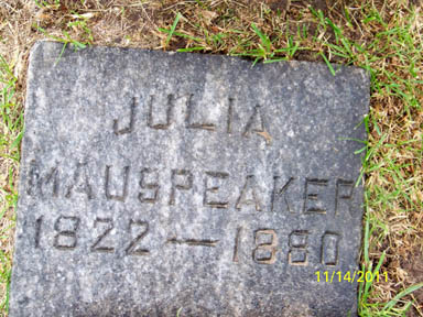 Headstone of Julia Mauspeaker, 1822-1880, Forest Hill Cemetery, Wyanet, Illinois
